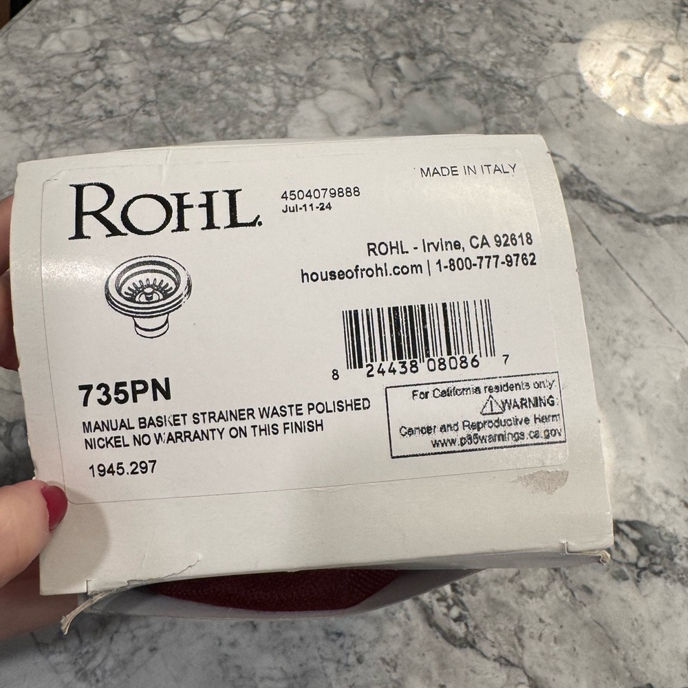 Rohl Polished Nickel Basket Strainer